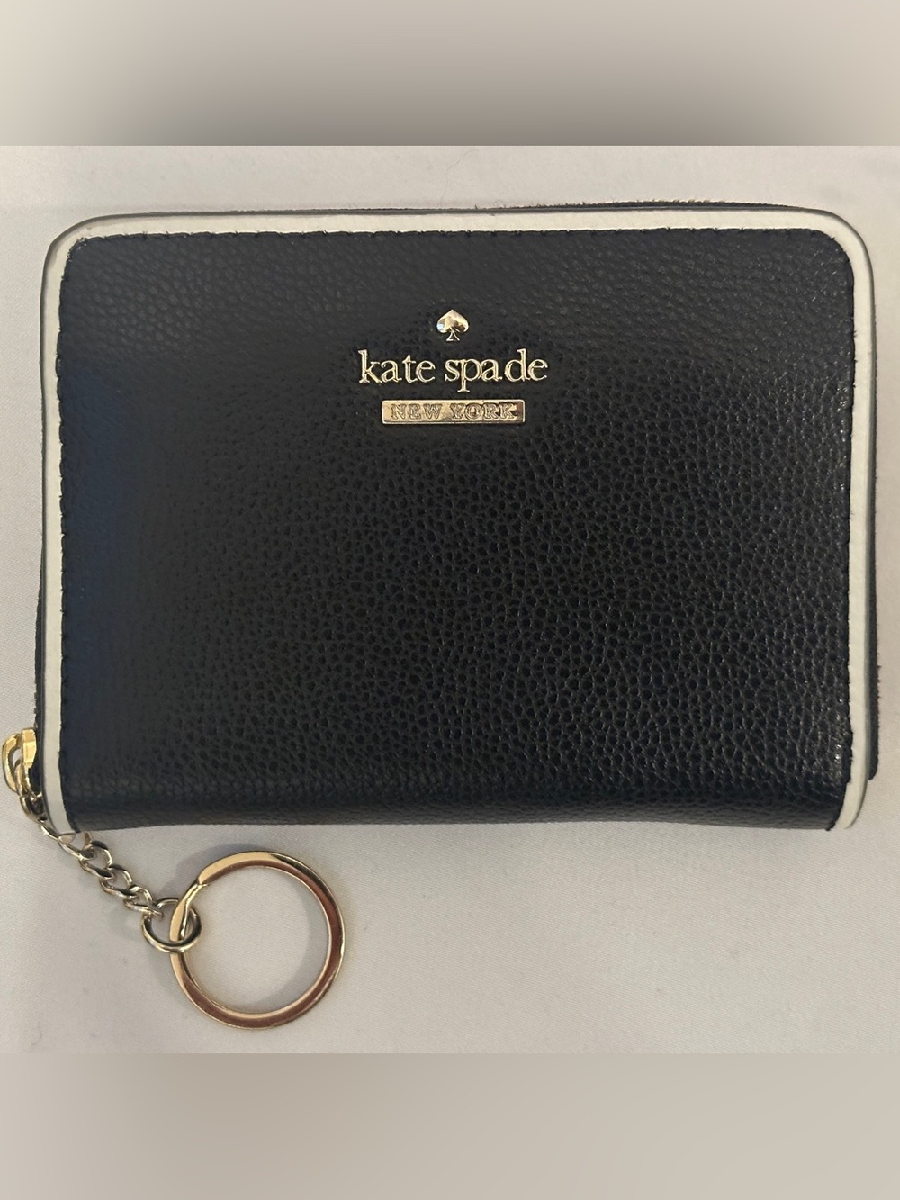 kate spade Black Leather Card Holder with Gold Logo and Keyring - Picture 1 of 6